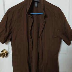 H&M Men's Casual Brown Button Down Shirt